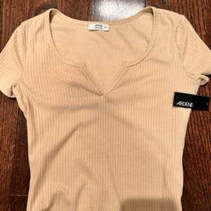 Ardene Women's Beige Ribbed Bodysuit